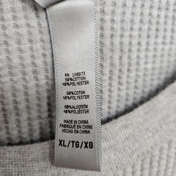 Skims Mens XL Waffle Long Sleeve Top Light Heather Gray Soft Cozy Base Lounge - Picture 4 of 7